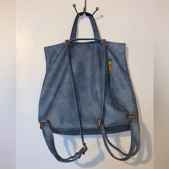 Blue Woven Leather Backpack - Picture 4 of 10